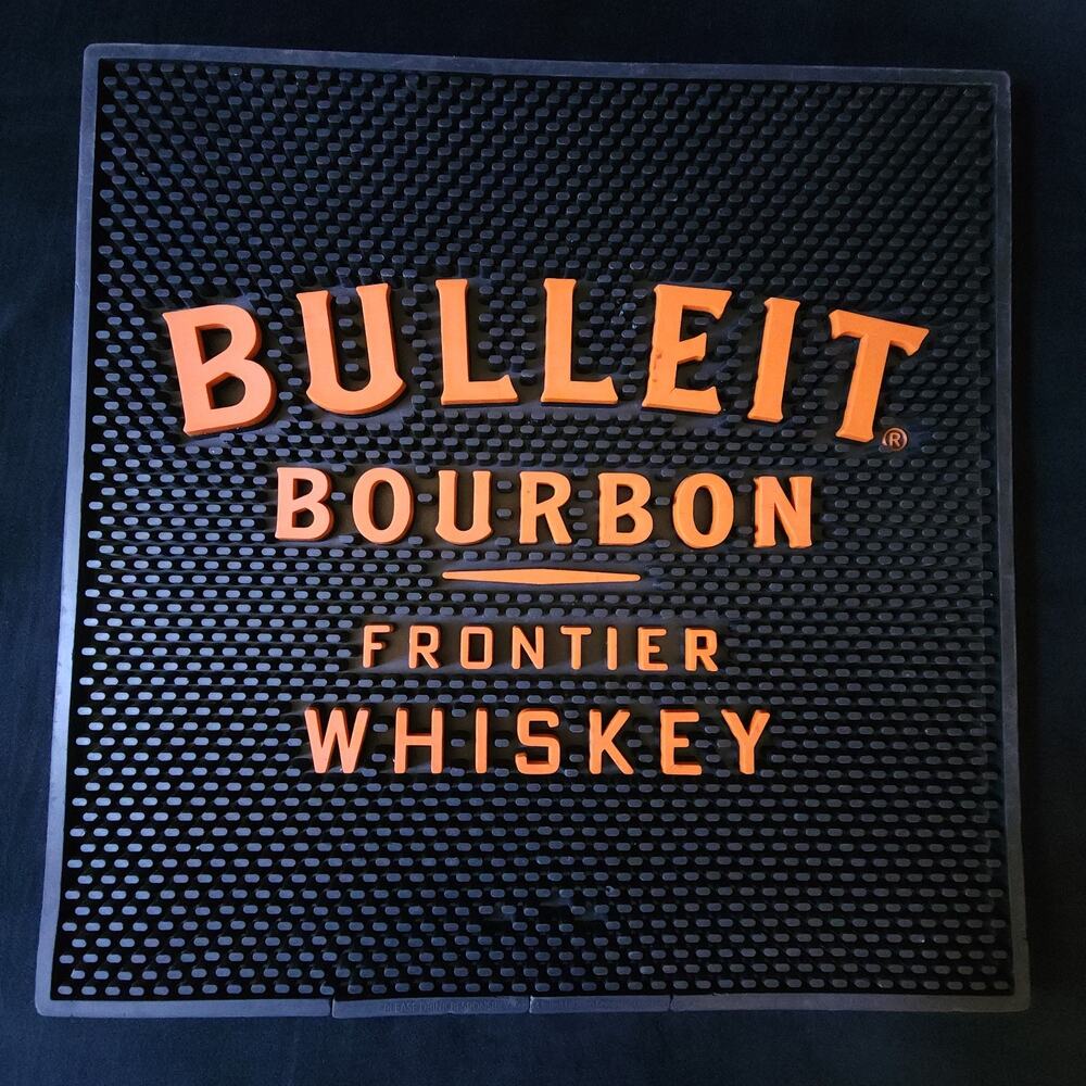 BULLEIT Bourbon Frontier Whiskey Bar Service Wait Area Rubber Spill Mat Black